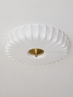 Pleated fabric flush mount ceiling light white large