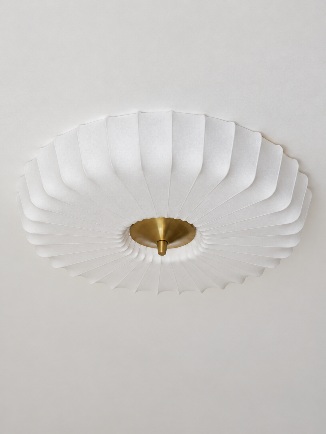 Pleated fabric flush mount ceiling light white large