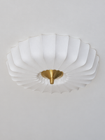 Pleated fabric flush mount ceiling light white small