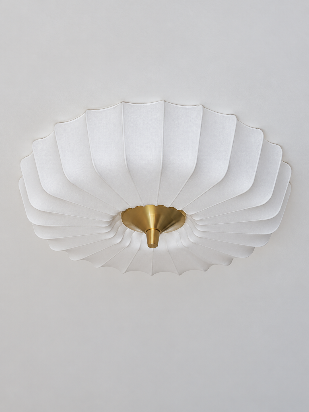 Pleated fabric flush mount ceiling light white small