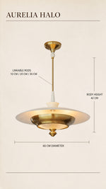 Aurelia Halo pendant dimensions and suspension rod details