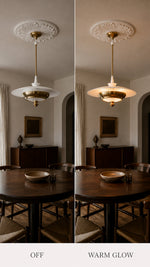 Aurelia Halo pendant shown off and illuminated