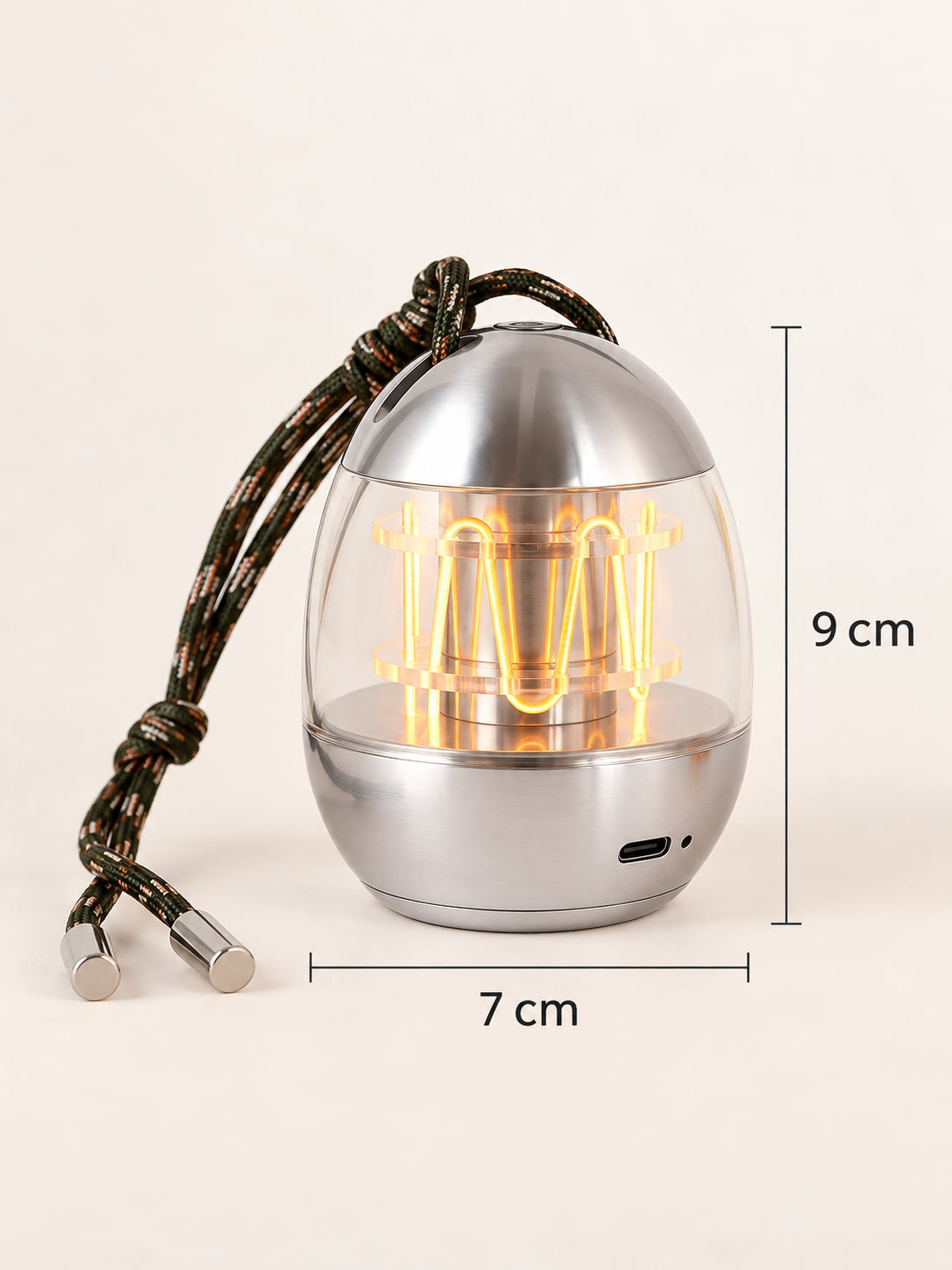 Capsule Glow Portable Lamp dimensions: 7 cm diameter and 9 cm body height