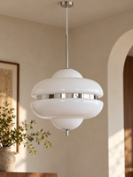Alternate angle of the unlit Cloud Saucer glass pendant