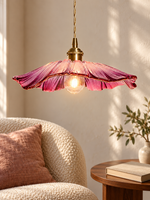 Pink Flower Glass Pendant Light in a reading nook