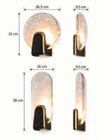 Halo Crest wall light dimensions: round 26.5 by 31 by 9.5 cm, oval 16 by 38 by 9.5 cm