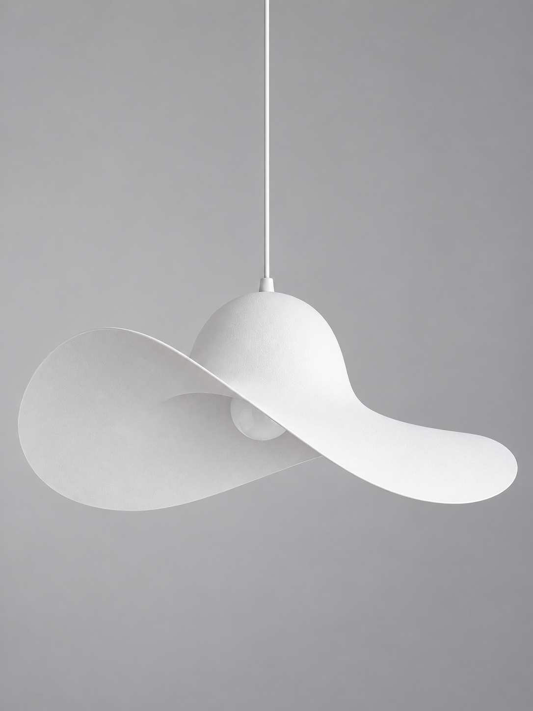 White Hat Pendant Light with sculptural pleated shade