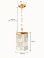 Pendant dimensions: 15 cm diameter, 22 cm body height, 150 cm adjustable chain and 10 cm canopy