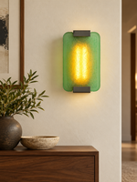 Textured Resin Panel Wall Sconce, Matte Black / Green