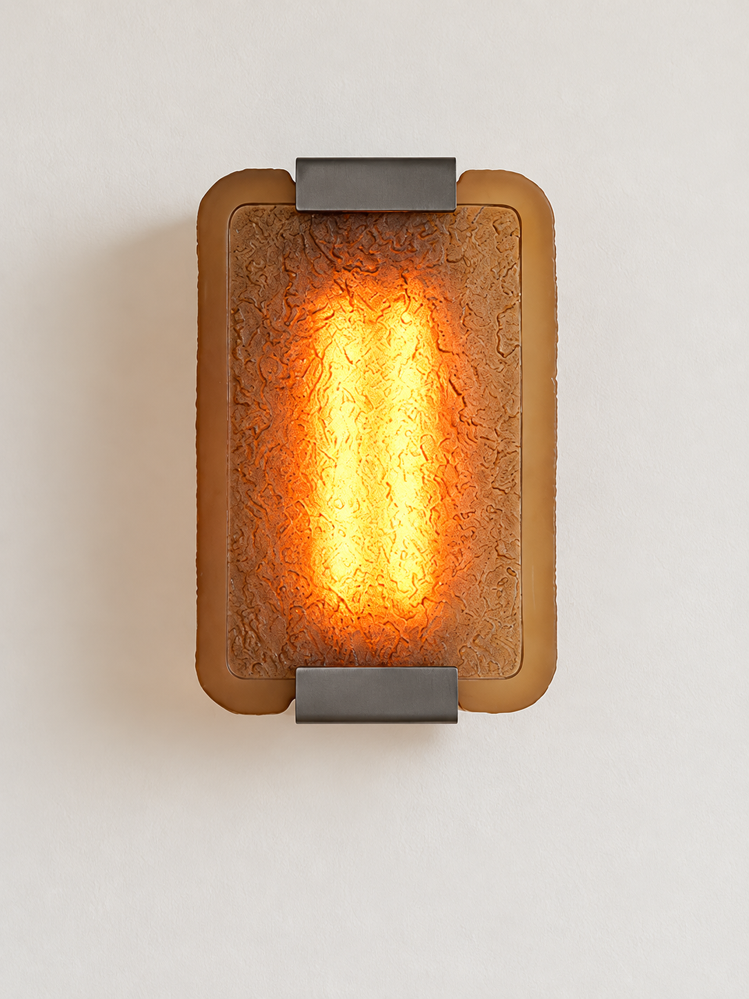 Textured Resin Panel Wall Sconce, Matte Black / Tea Brown
