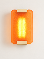 Textured Resin Panel Wall Sconce, Copper Tone / Orange