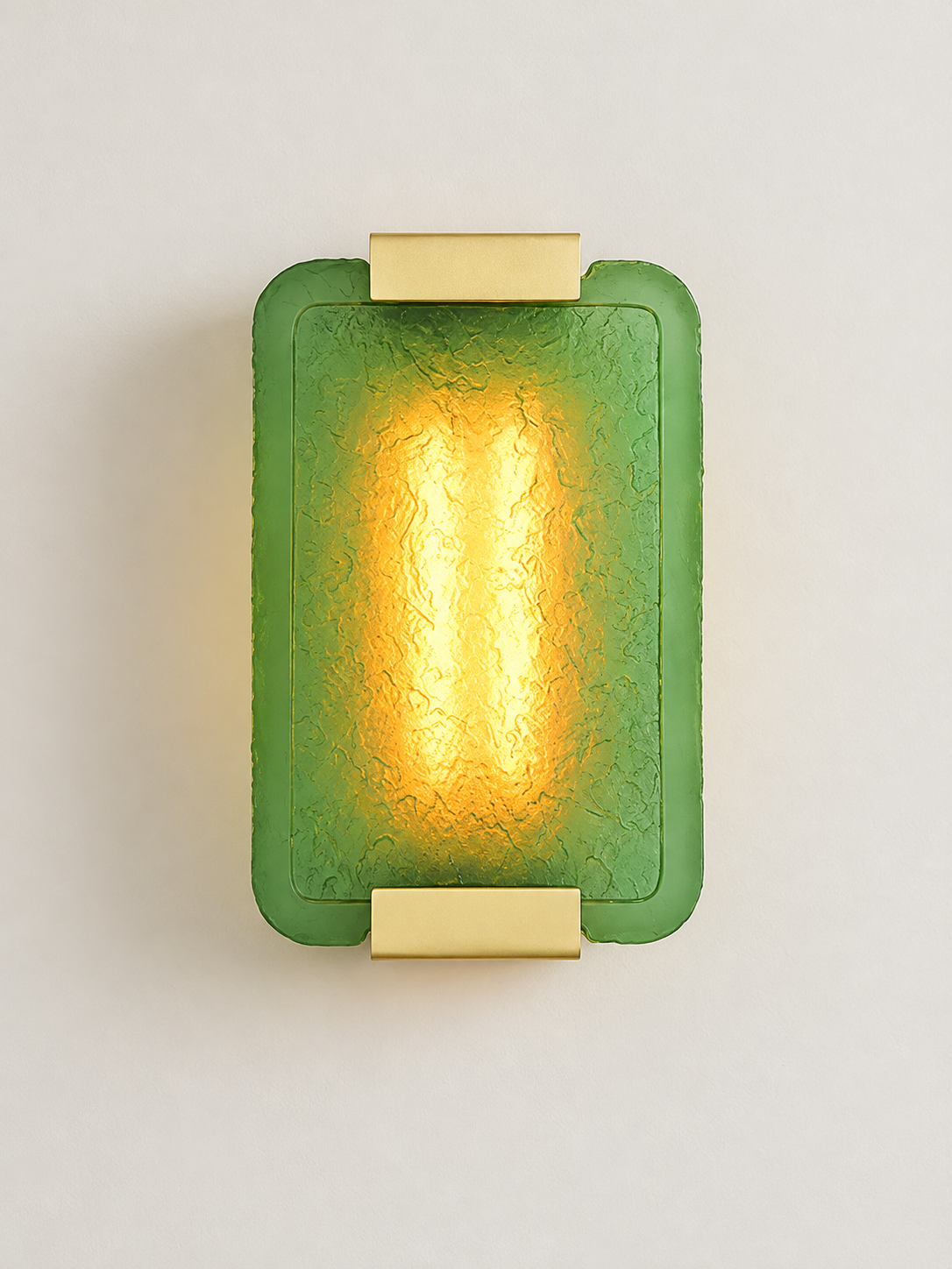Textured Resin Panel Wall Sconce, Copper Tone / Green