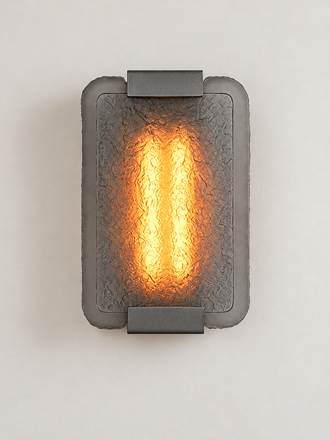 Textured Resin Panel Wall Sconce, Matte Black / Smoke Grey