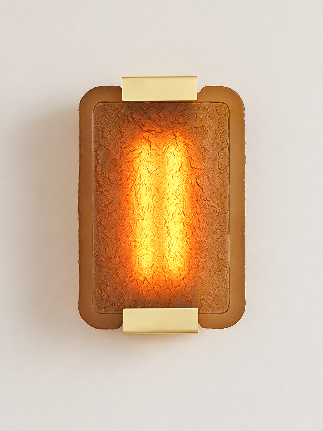 Textured Resin Panel Wall Sconce, Copper Tone / Tea Brown