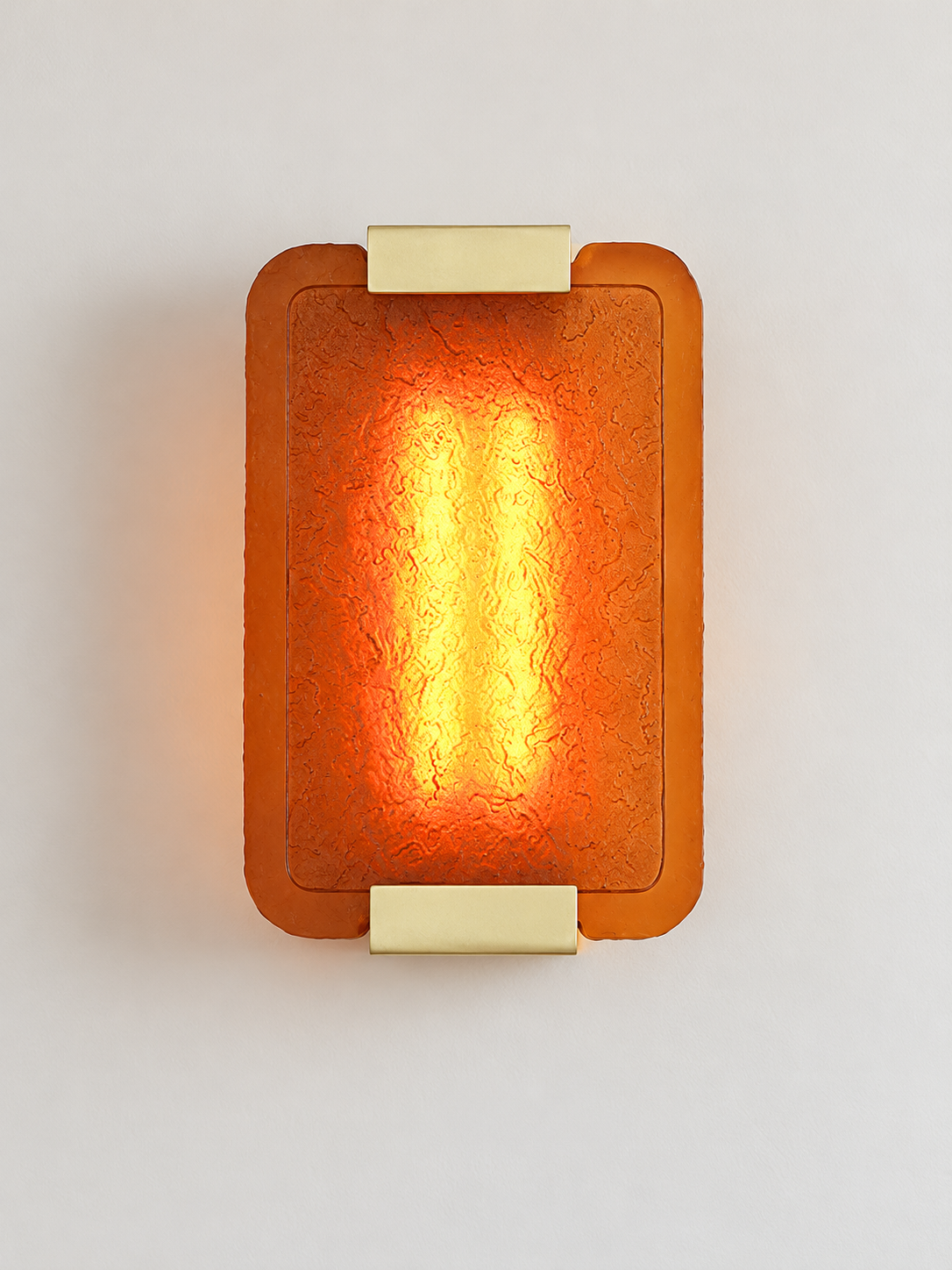Textured Resin Panel Wall Sconce, Copper Tone / Amber