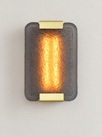 Textured Resin Panel Wall Sconce, Copper Tone / Smoke Grey