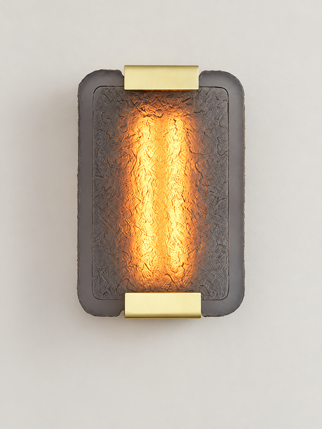 Textured Resin Panel Wall Sconce, Copper Tone / Smoke Grey