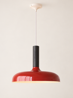 Retro dome pendant, black stem and cherry red shade