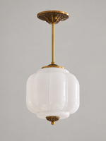 Lobed Glass Lantern Pendant Light, Copper Tone / White / 24 cm / 20 cm Rod