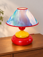 Colorful Printed Shade Table Lamp, Ocean / Red and Yellow