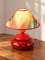 Colorful Printed Shade Table Lamp, Aurora / Cherry and Pomegranate Red