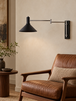 Swing-arm cone wall light, configuration 1, lifestyle hero