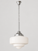 Stepped opal glass chain pendant — chrome full