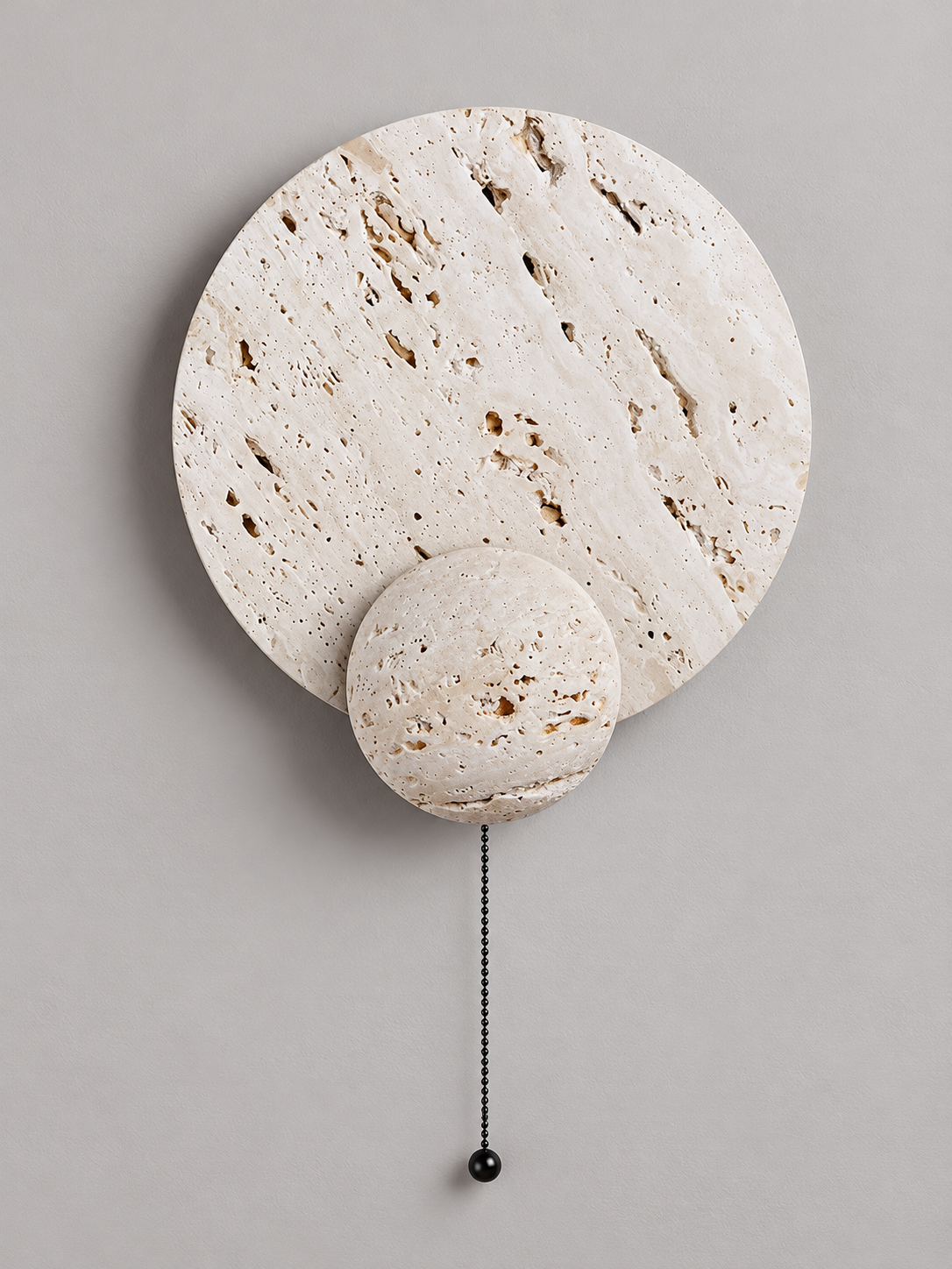 White Travertine Disc and Sphere Wall Light — 02_pull_chain