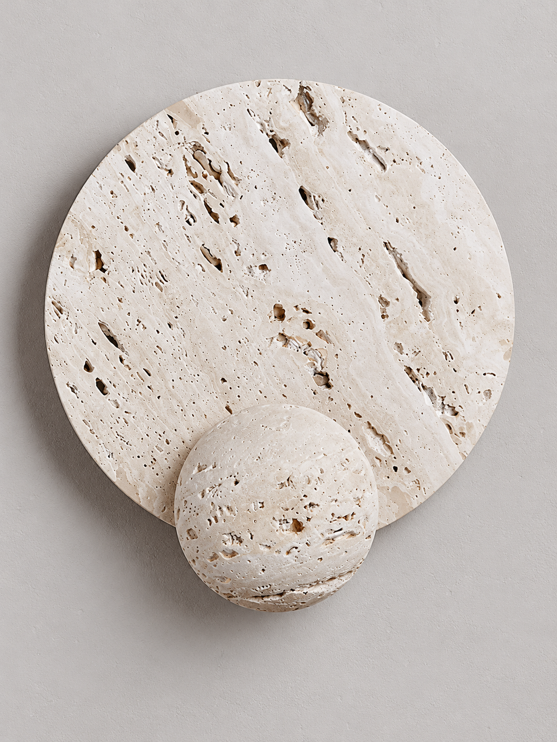 White Travertine Disc and Sphere Wall Light — 04_detail