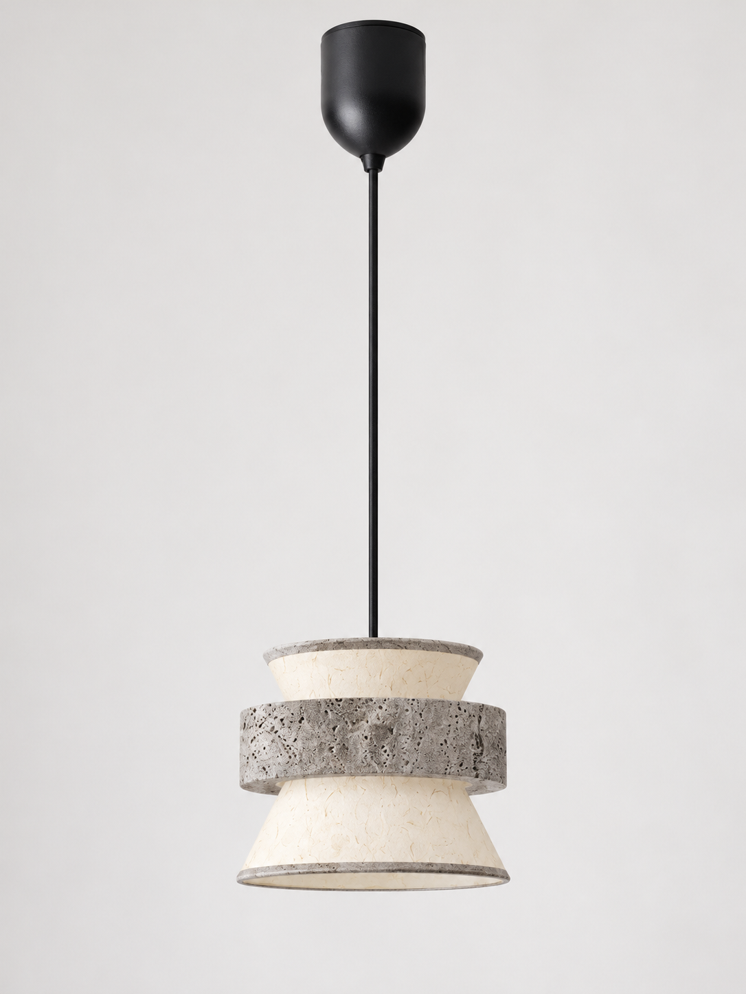 Silver Travertine and Rice Paper Pendant — product view