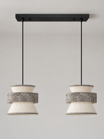 Silver Travertine and Rice Paper Pendant — product view