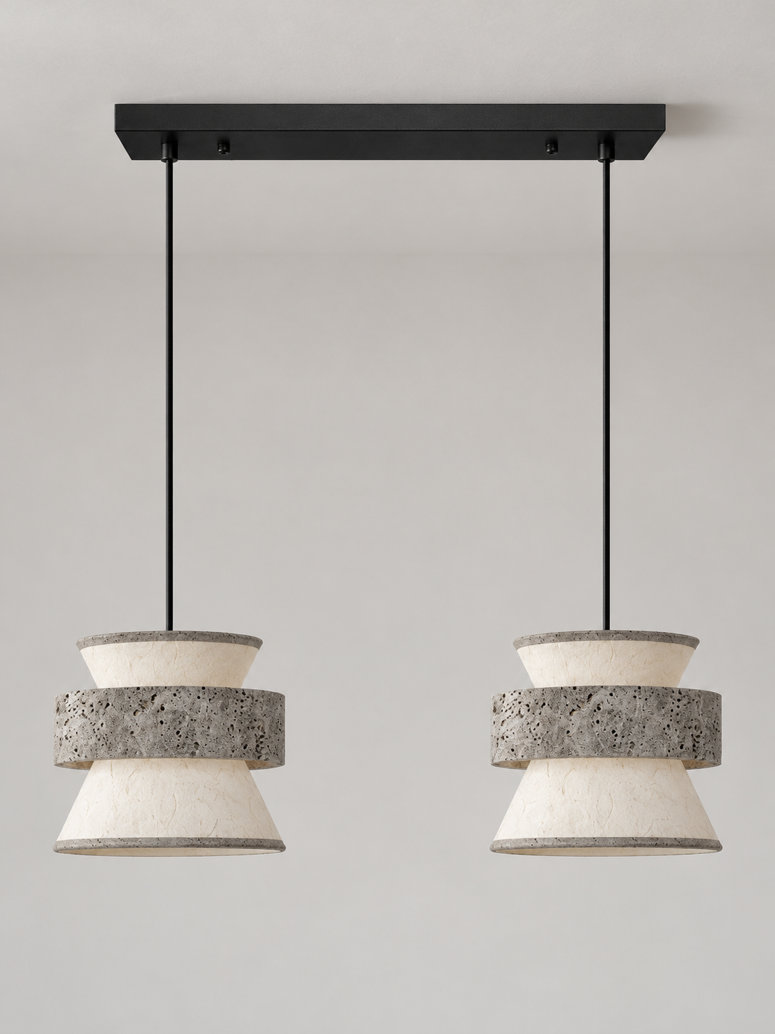 Silver Travertine and Rice Paper Pendant — product view