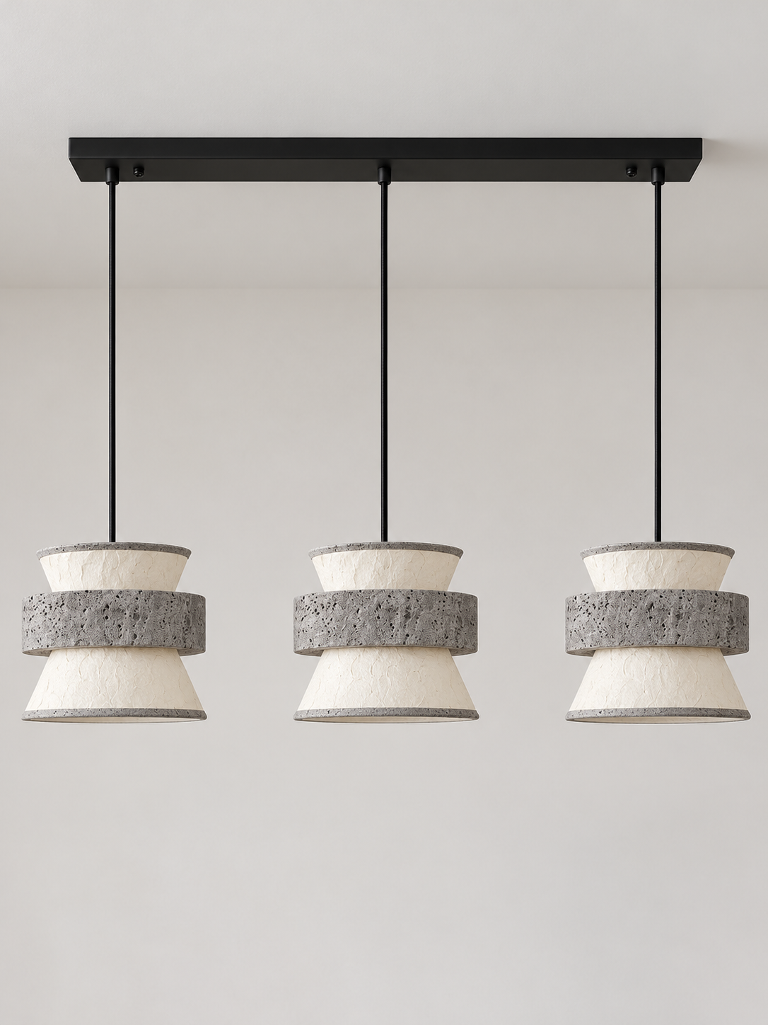 Silver Travertine and Rice Paper Pendant — product view