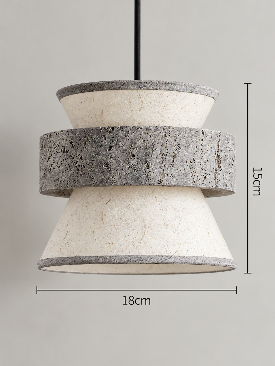Silver Travertine and Rice Paper Pendant — product view