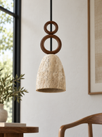 Travertine Bell Pendant with Twin Wood Rings — 01_standard
