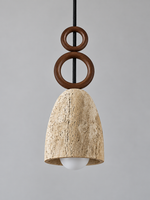 Travertine Bell Pendant with Twin Wood Rings — 02_standard_rechargeable