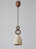 Travertine Bell Pendant with Twin Wood Rings — 03_adjustable