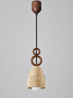 Travertine Bell Pendant with Twin Wood Rings — 04_adjustable_rechargeable