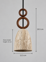 Travertine Bell Pendant with Twin Wood Rings — 05_dimensions
