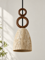 Travertine Bell Pendant with Twin Wood Rings — 06_detail