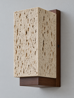 Perforated Travertine and Wood Wall Light — 03_detail