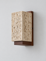 Perforated Travertine and Wood Wall Light — 05_front