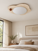 Organic Travertine LED Ceiling Light with Wood Sphere — product view