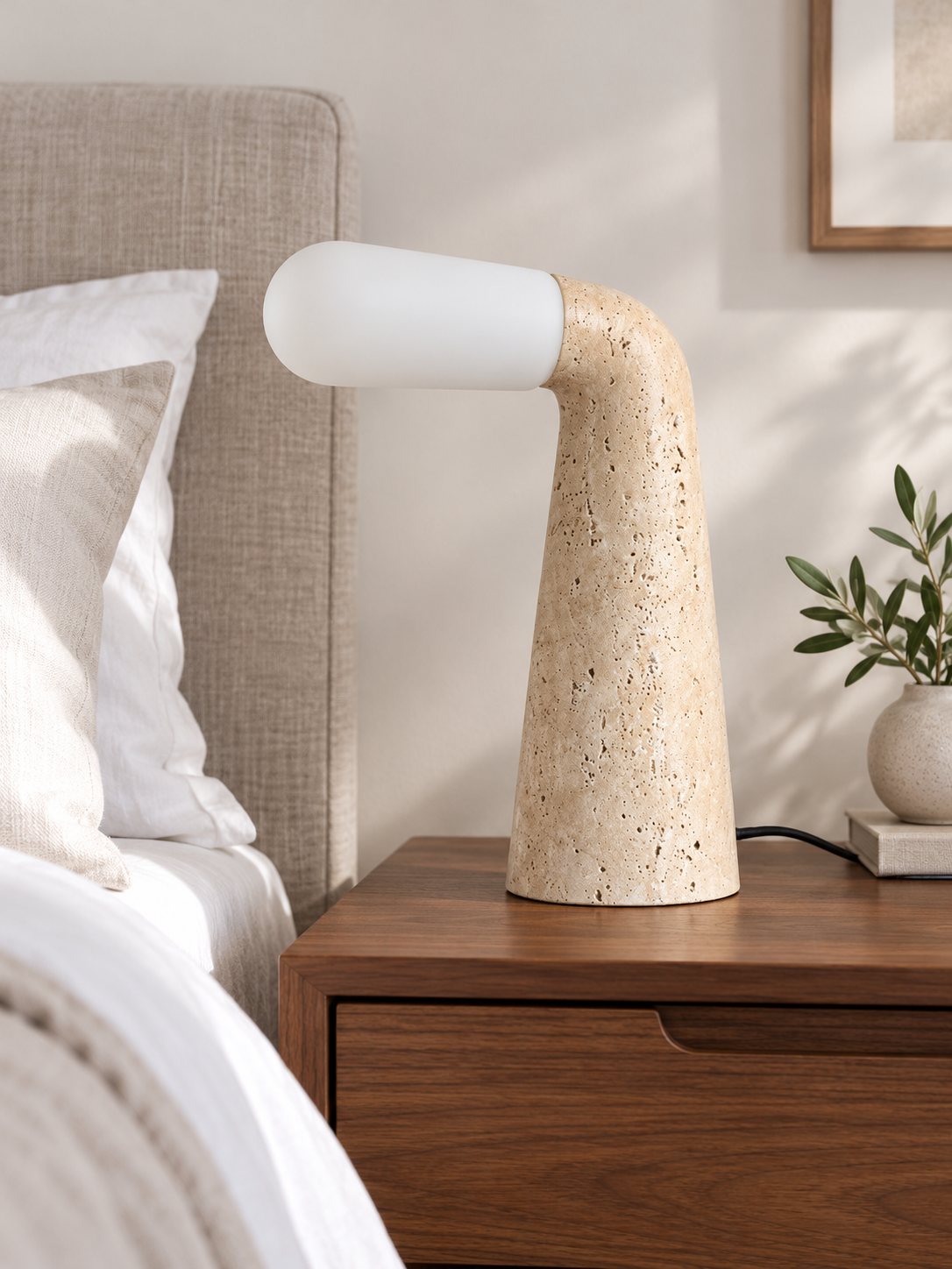 Curved Travertine and Glass Table Lamp — 01_hero
