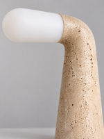 Curved Travertine and Glass Table Lamp — 03_detail