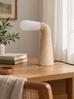 Curved Travertine and Glass Table Lamp — 04_desk