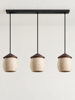 Travertine Acorn Pendant with Wood Cap — 02_three_head