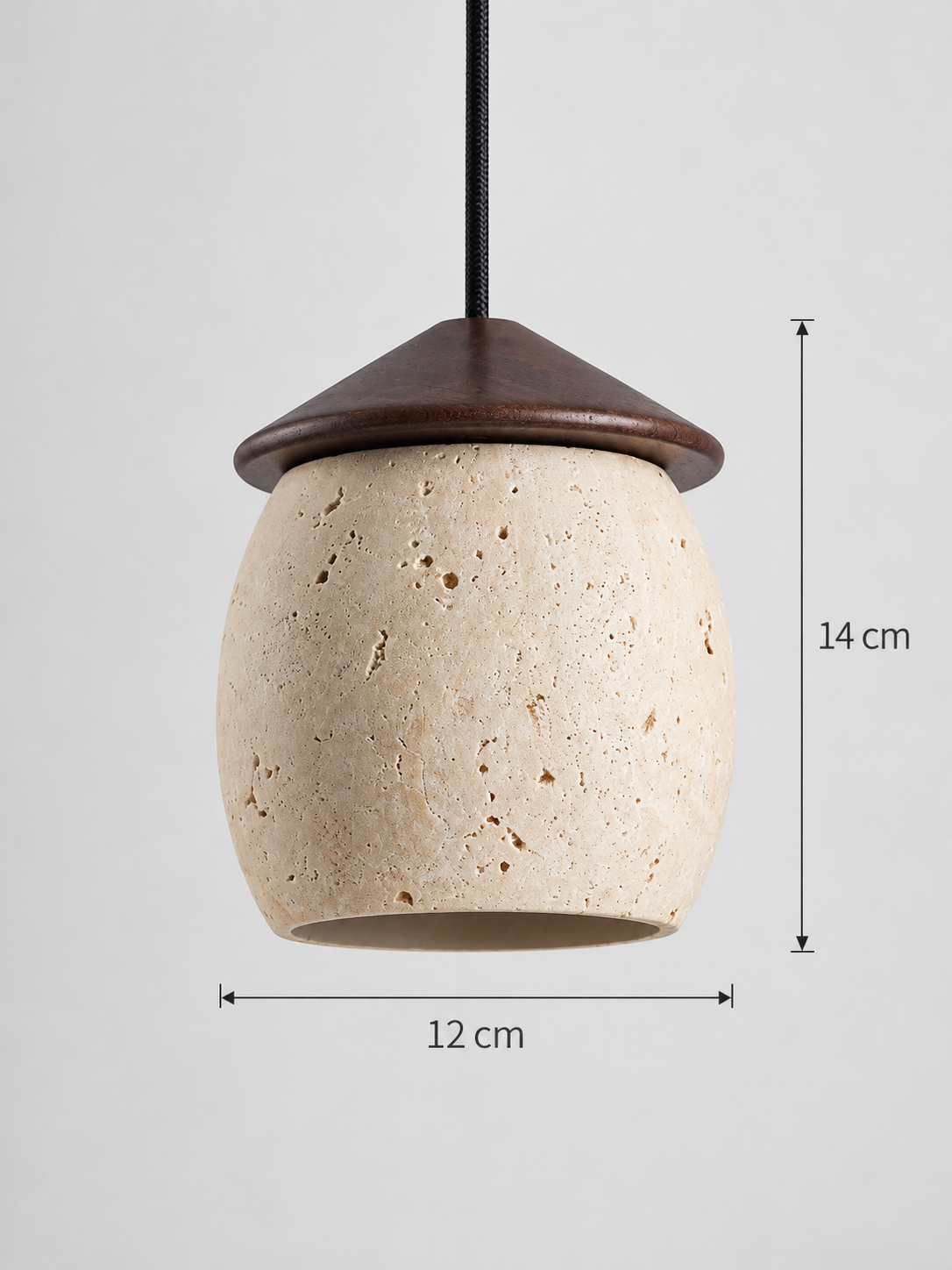 Travertine Acorn Pendant with Wood Cap — 03_dimensions