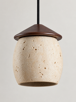 Travertine Acorn Pendant with Wood Cap — 04_detail
