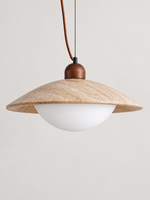 Unlit travertine saucer pendant — main product view — 60039-P40
